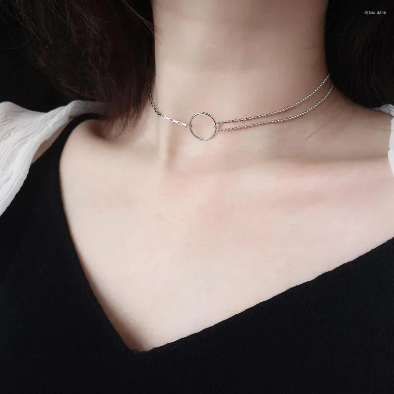 Kedjor 925 Sterling Silver Simple Circle Clavicle Chain Double Necklace For Women Wedding Party Jewelry Accessories Girl Gift