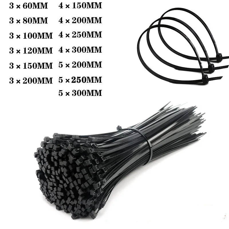 Wholesale Self Locking Adjustable Plastic Cable Ties Set 5x300