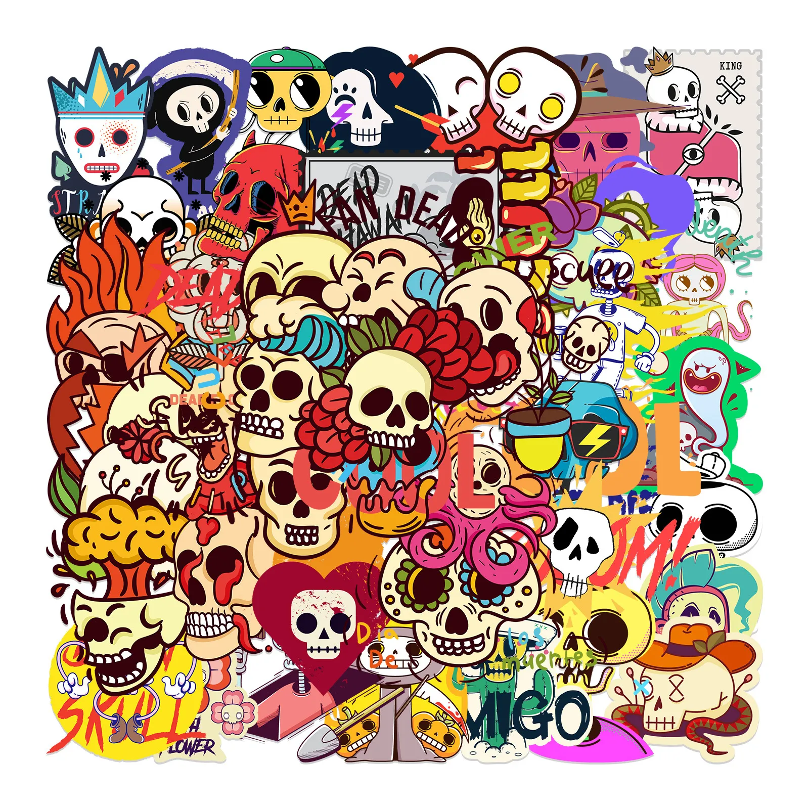 46st Cartoon Skull Stickers Non-slumpm￤ssiga f￶r bilcykelbagage graffiti klisterm￤rke b￤rbar dator skateboard motorvatten flaska sn￶br￤da v￤ggdekaler barn g￥vor