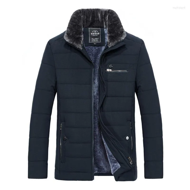 Piumino da uomo Parka da uomo 2022 Giacca calda Parka invernale Collo di pelliccia Giacca a vento Giacca a vento imbottita in cotone Cappotto nero spesso Uomo Casual Autunno