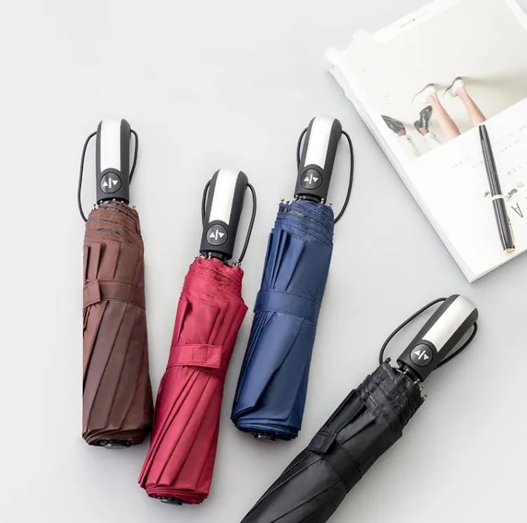 Automático guarda -chuva dobrável à prova de vento Ten Bone Luxury Luxury Business Rain Rain Sun Protection UV Gift Parasol SN4171