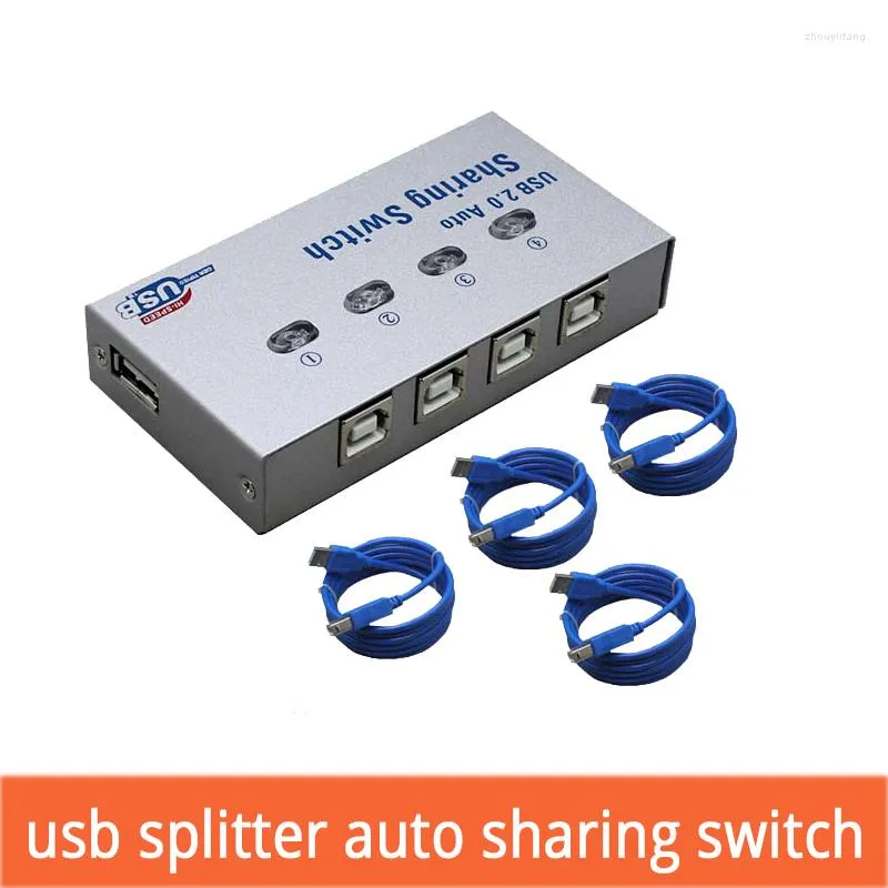 Auto Switch Box 4 Into 1 Out USB2.0 Hub Splitter Multiple Computers