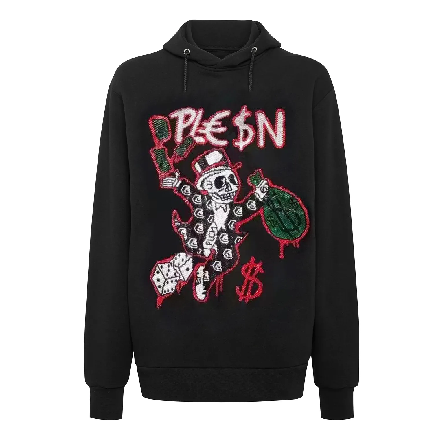 Herrtröjor tröjor pp hoodie tröja stenar nallebjörn plein märke varm tjock hiphop pullover strass lyx