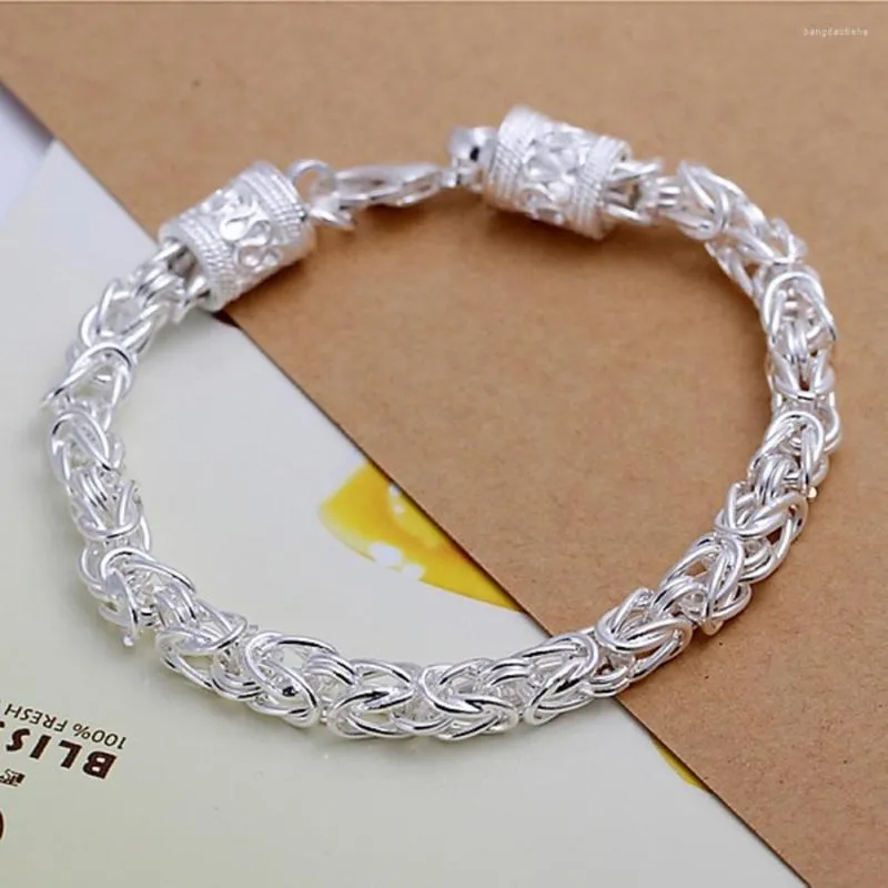 Bracciali Elementi retrò Moda 925 Gioielli in argento Donna Uomo Regalo Fine Pretty Chain Wedding 20cm