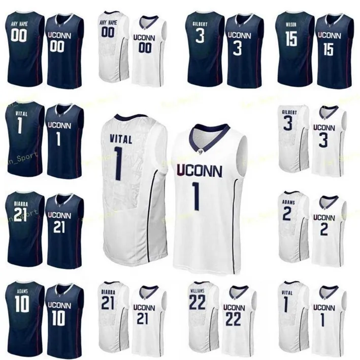 NIK1 NCAA College UConn Huskies Basketball Jersey 45 Omotayo Aiyegbusi 5 Isaiah Whaley 12 Drummond 15 Walker 34 Allen 22 Gay Custom Titched