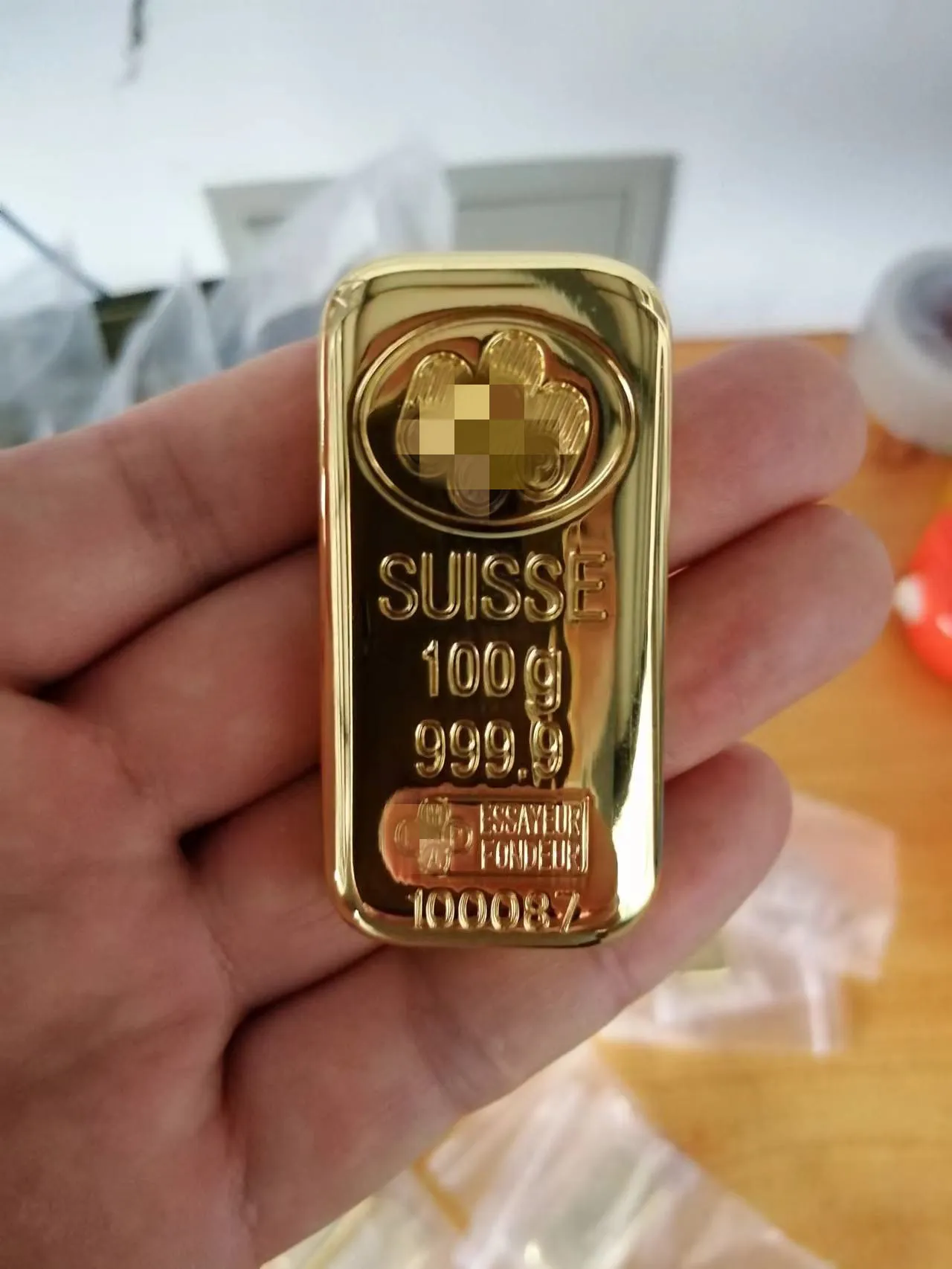 100gram 100g gold plated Bullion Gift Gold Bar Non-Magnetic 24k color Business Collection more or less 5gram weight tolerances existed