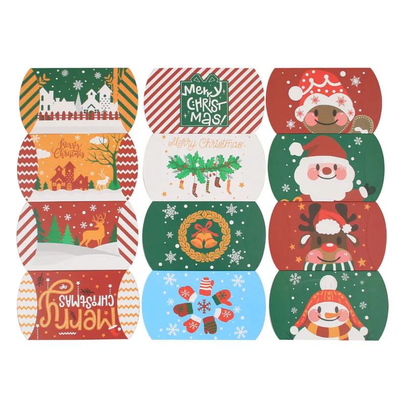 Noel Yastığı Kutuları Katlanmış Hediye Çantaları Noel Arifesi Partisi Yeni Yıl Noel Baba Elk Şekerler Çerezleri Hediye Sarma Malzemeleri MJ0821