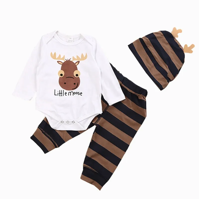 Citgeett Automne Bébé Garçon Vêtements Ensembles De Noël Nouveau-Né Enfants Filles Vêtements À Manches Longues Barboteuse Combinaison Pantalon Long Chapeau Tenues 20220921 E3