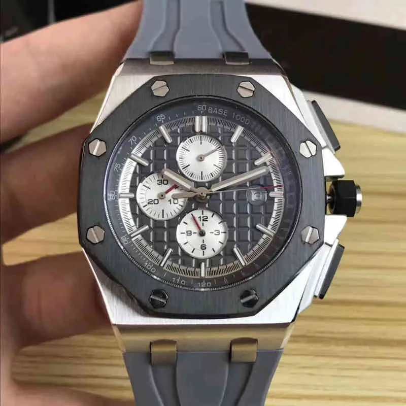 Wristwatches Men Grey Rubber Silver Black Bezel Watch Automatic Mechanical Sapphire Transparent Glass Back Limit Sport 42mm