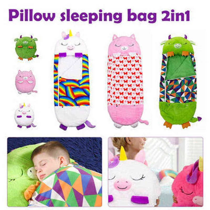 Uyku tulumları çocuklar uyku tulumu karikatür hayvan çocuk battaniye bebek yatak yorgan pijamalar hediye çocuk karikatür yastık doldurulmuş hayvan bebek T220919