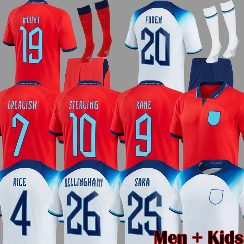 2022 World Cup KANE Soccer Jerseys SAKA 2023 STERLING MOUNT RASHFORD eNgLanDs Football Shirts GREALISH 22 23 national team FODEN kids equipment kit top uniform 99003