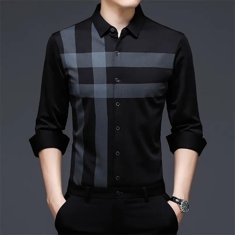 Men's Casual Shirts BROWON Men Spring Autumn Striped Design Vintage Style Shirt Long Sleeve Business Party Tops Anti-wrinkle 220922