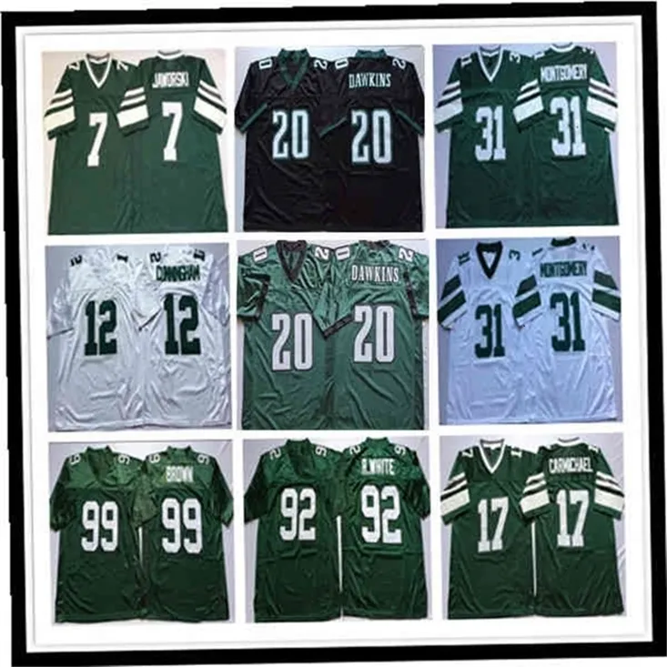 Wskt NCAA Man Retro Football Randall CUNNINGHAM Brian Dawkin Jersey Reggie White Ron JAWORSKI Harold Carmichael Jerome Brown JOYNER Vintage