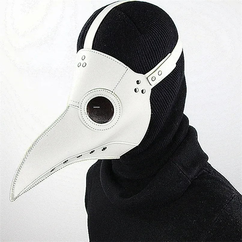 Festmasker roliga medeltida steampunk pest doktor fågelmask latex punk cosplay näbb vuxen halloween evenemang props vit svart 220921