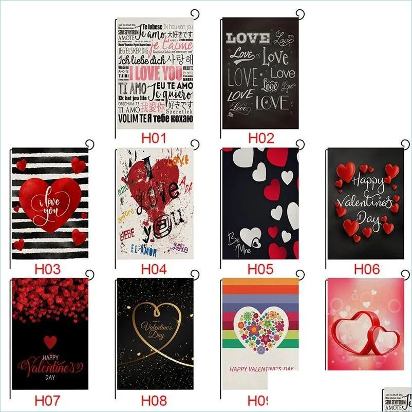 Party Decoration 10 Styles Valentine Day Flag Garden Heart-Shaped Patterns Drop Delivery 2021 Home Festive Party Supplies Eve Yydhhome Dhwip