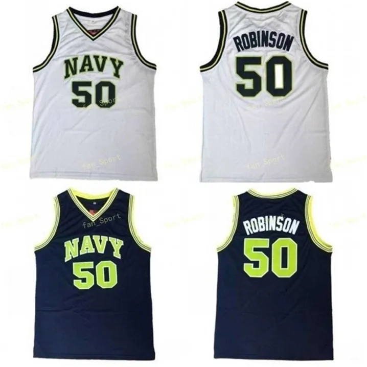 SJ Academy Academy Navy Midshipmen College David 50 Robinseon Jersey Men Navy Blue Color University Basket Baskeys Robinson Sport Asiforms