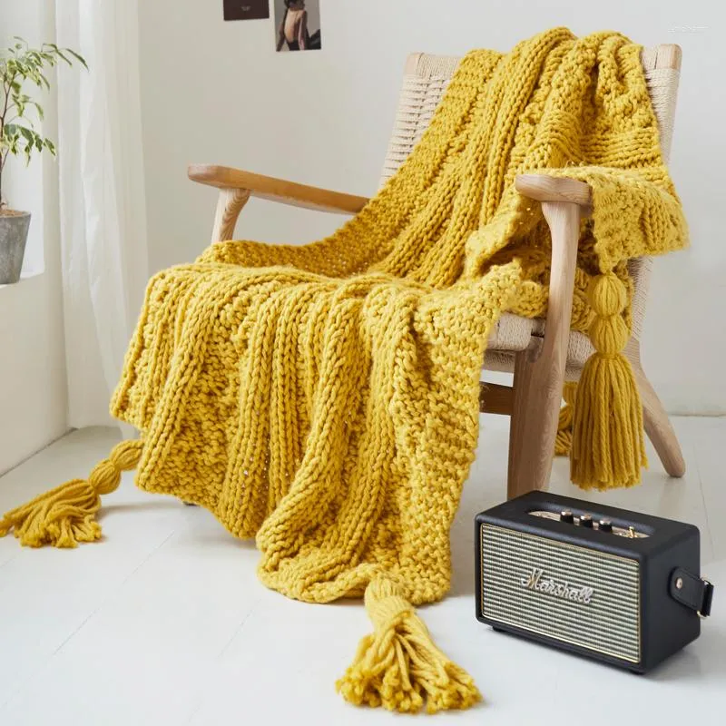 Cobertores Madet Madet Knit Throw Tassels Travel Fringe 130x160cm Sofá de sofá caseiro Cama de cadeira 50 "x62" Rosa amarelo