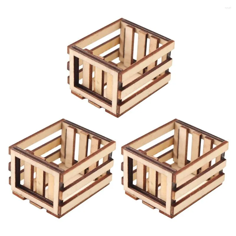 Decoração de festa mini caixas de cesta em miniatura armazenamento de madeira de madeira mobiliário de mobília de mobília de mobília de mobiliário de madeira ornamentbins de madeira