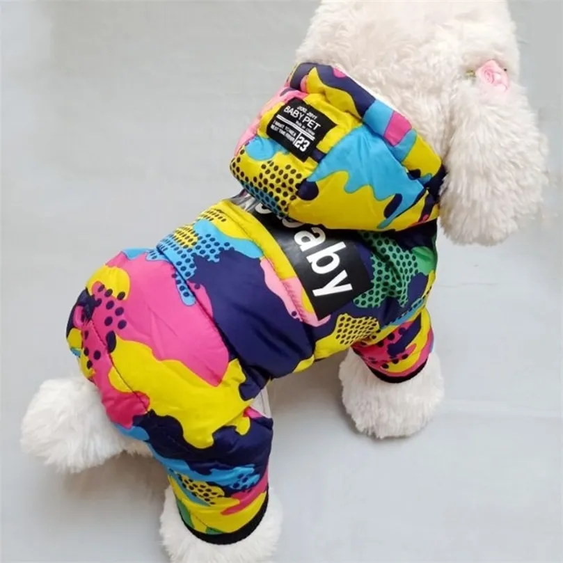 Dog Apparel Winter Pet Puppy Dog Clothes Fashion Camo Printed Small Dog Coat Warm Cotton Jacket Pet Outfits Ski Suit for Dogs Cats Costume 220922