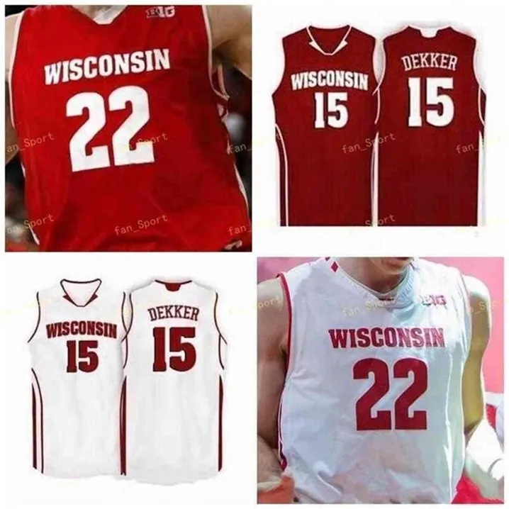 SJ NCAA College Wisconsin Badgers Basketball Jersey 4 Carter Higginbottom 12 Trevor Anderson 13 Tai Strickland Customed