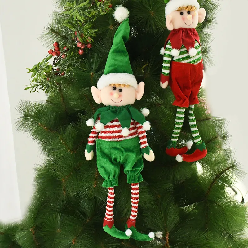 クリスマス ELF Christmas Elf Plush Leg Dolls Red And Green Decorations For
