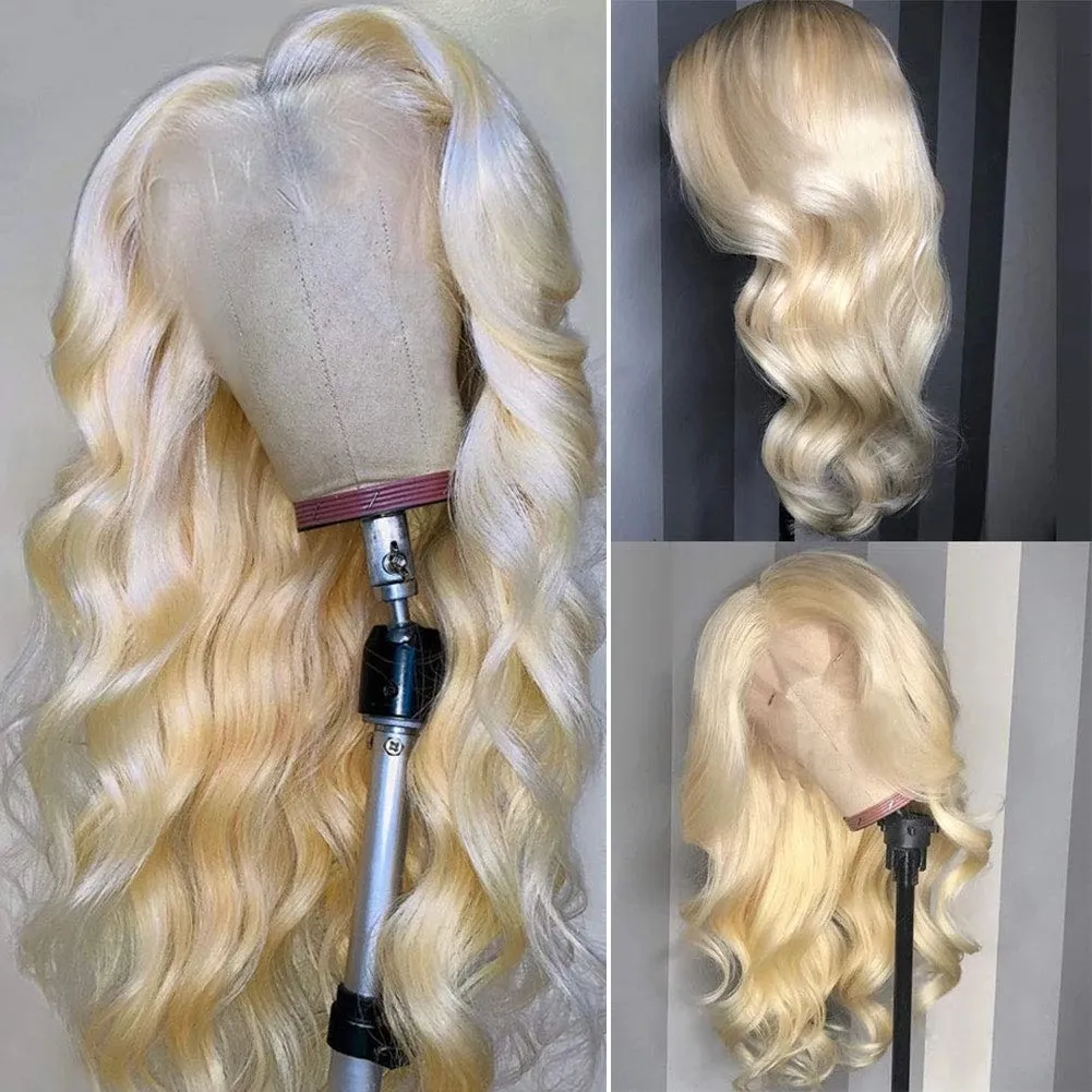 Brazylijski 613 miodowy blond koronkowa peruka na przód 180% Body wave peruka syntetyczna dla kobiet Preplucked naturalna linia włosów