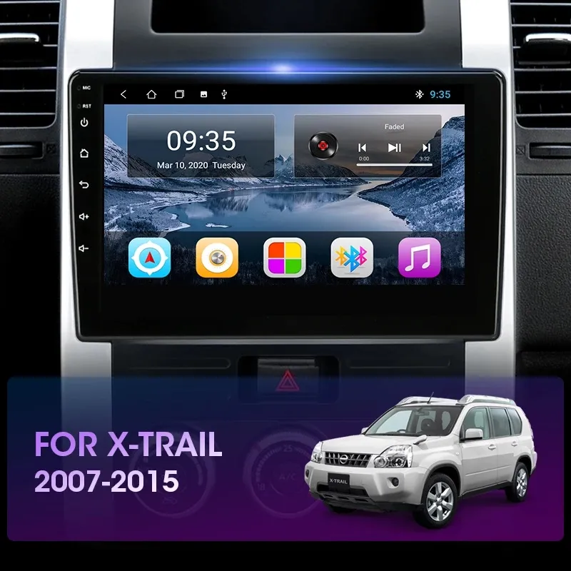 Video Video stereo odtwarzacz GPS 9 cali 2 Din Bluetooth HD Touch Screen FM Radio Wsparcie lustrzane Link Aux In Nissan Old X-Trail 2007-2015