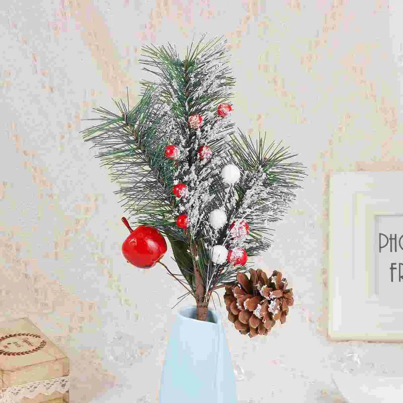 Decoração de festa 1pc Simulação Berry Pine Needle Bouquet Diy Flower Dissement Ornament Christmas House