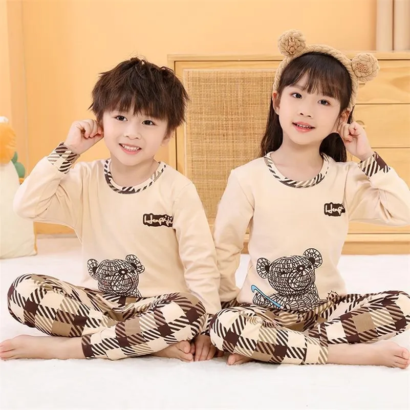 Pajamas Baby Kids Sets Cotton Boys Sleepwear Suit Autumn Girls Long Sleeve Pijamas Tops Pants 2pcs Children Clothing 220922