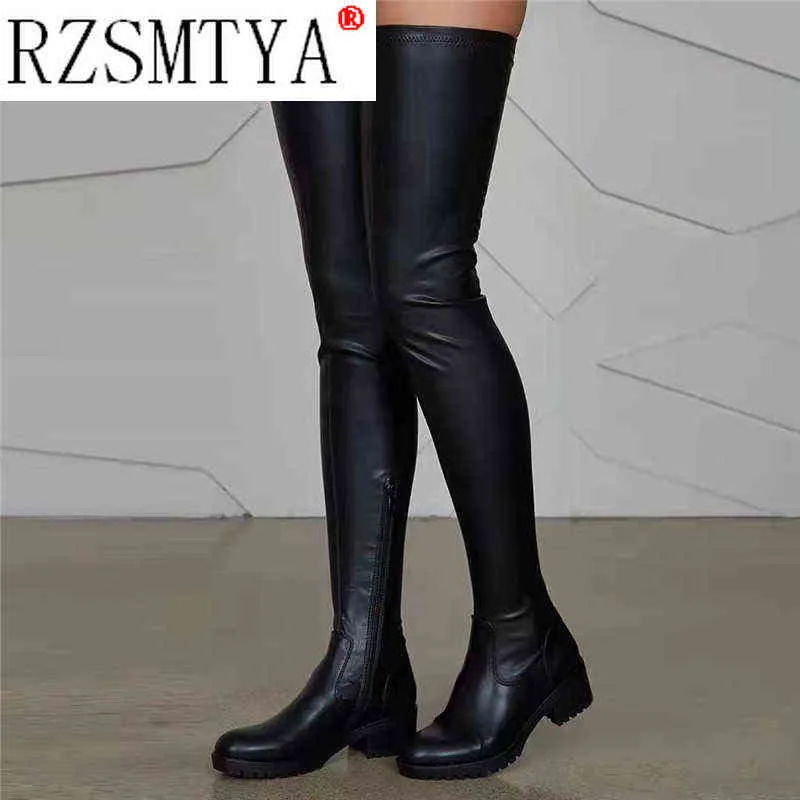 Boots Autumn 2022 Dames over-the-knie zijde ritswinnaar Skinny Red Sexy Nightclub Y2209