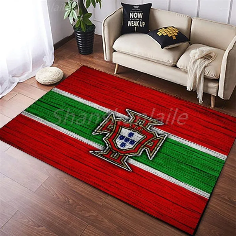 Carpets Area Rug - Portugal Football 3D Floor Mat Living Room Flannel Soft Bedroom Rug/Bedroom/Living Room/Study/Picnic/Fans Gift