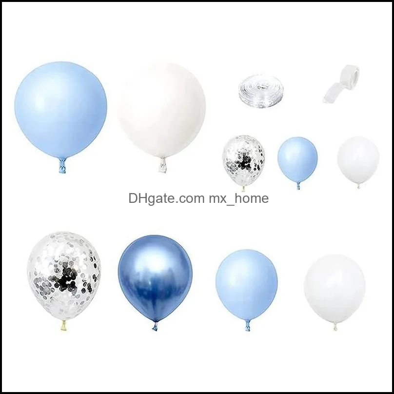 Decoración de fiesta Globos azules Garland Arch Kit 107 piezas White Sier Balloon Confetti Arcarty Drop Delivery 2021 Home Garden Fes Mxhome Dhn97