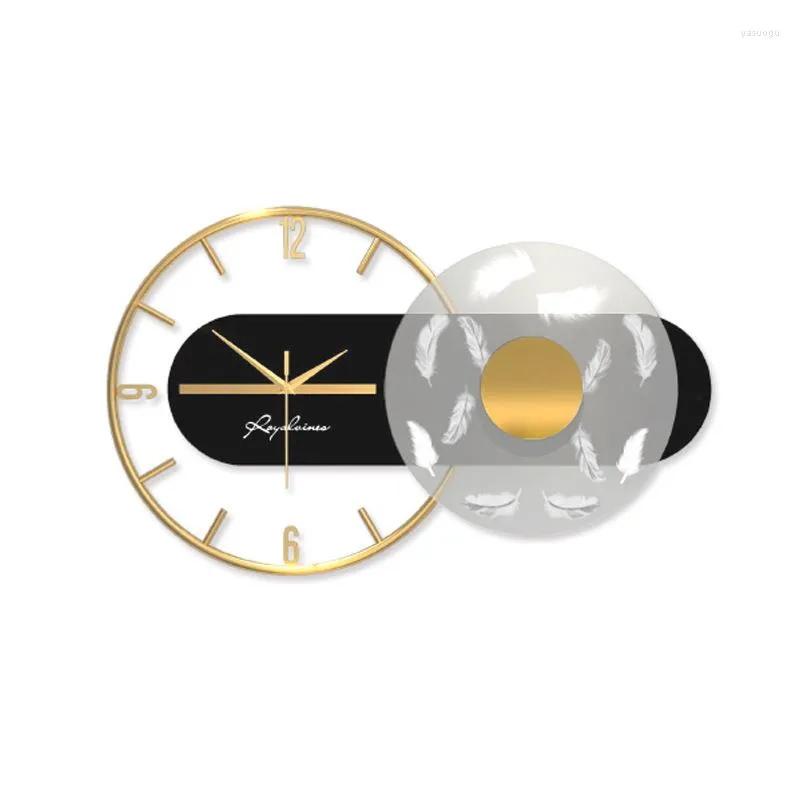 Orologi da parete Orologio in metallo di lusso leggero Personalità moderna e minimalista Moda Soggiorno Decorazione della casa con lampada