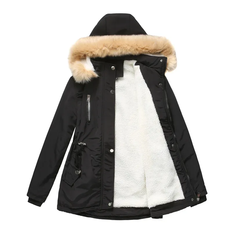 Femmes Plus La Taille Survêtement Manteaux Quanss Manteau D'hiver Épais Chaud Berbère Polaire Fausse Fourrure À Capuche Outwear Veste Femme Parkas Rembourré 220922