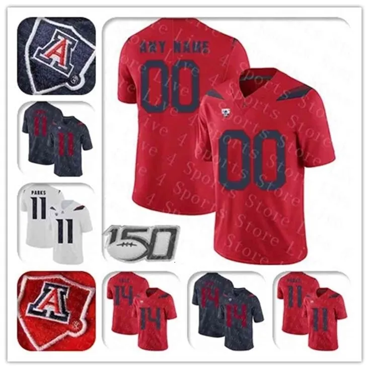 WSKT Custom 2021 NCAA Arizona Wildcats Football Jerseys Грант Ганнелл Гэри Брайтвелл Стэнли Беррихилл III Энтони Панди Ник Фолс Гронковски