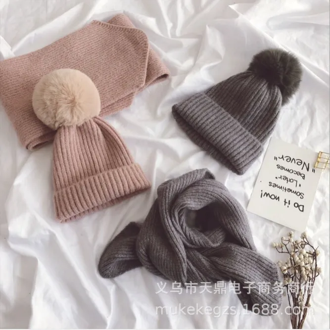 Caps Hats Fashion Cotton Baby knit Hat Scarf Autumn Winter Children collar Boys Girls Warm Beanies Sets 220921