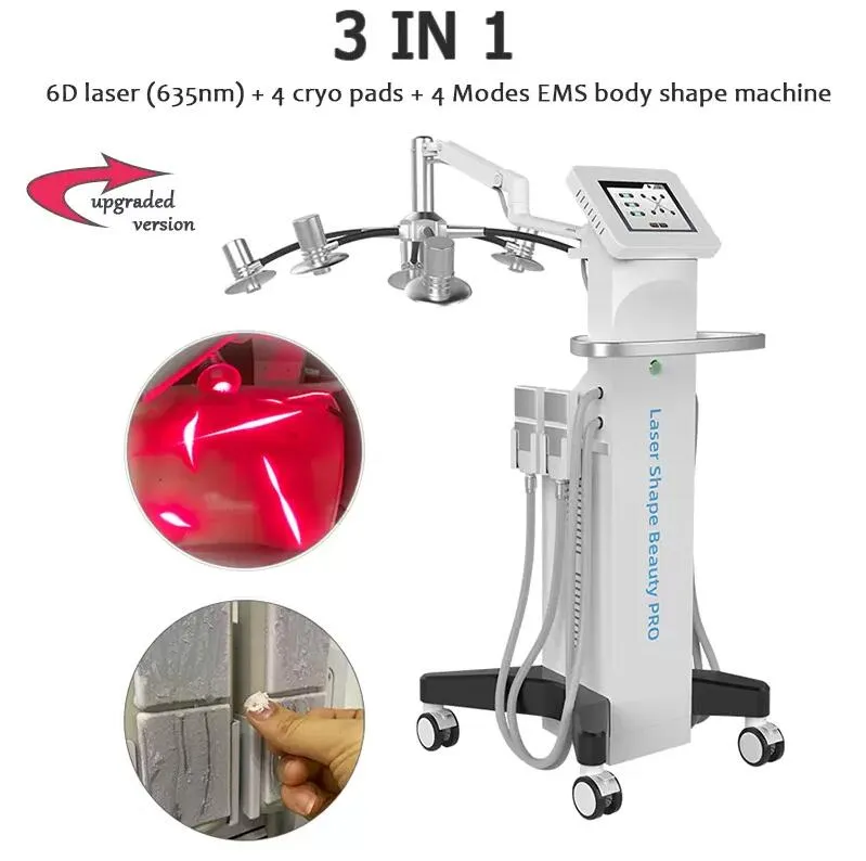 Direttamente efficace lipolaser 6D macchina dimagrante EMS Cryo Pads Slim Fat Removal Diodo Laser 635nm Perdita di peso rossa Forma del corpo cavitazione Stringere Ridurre la cellulite