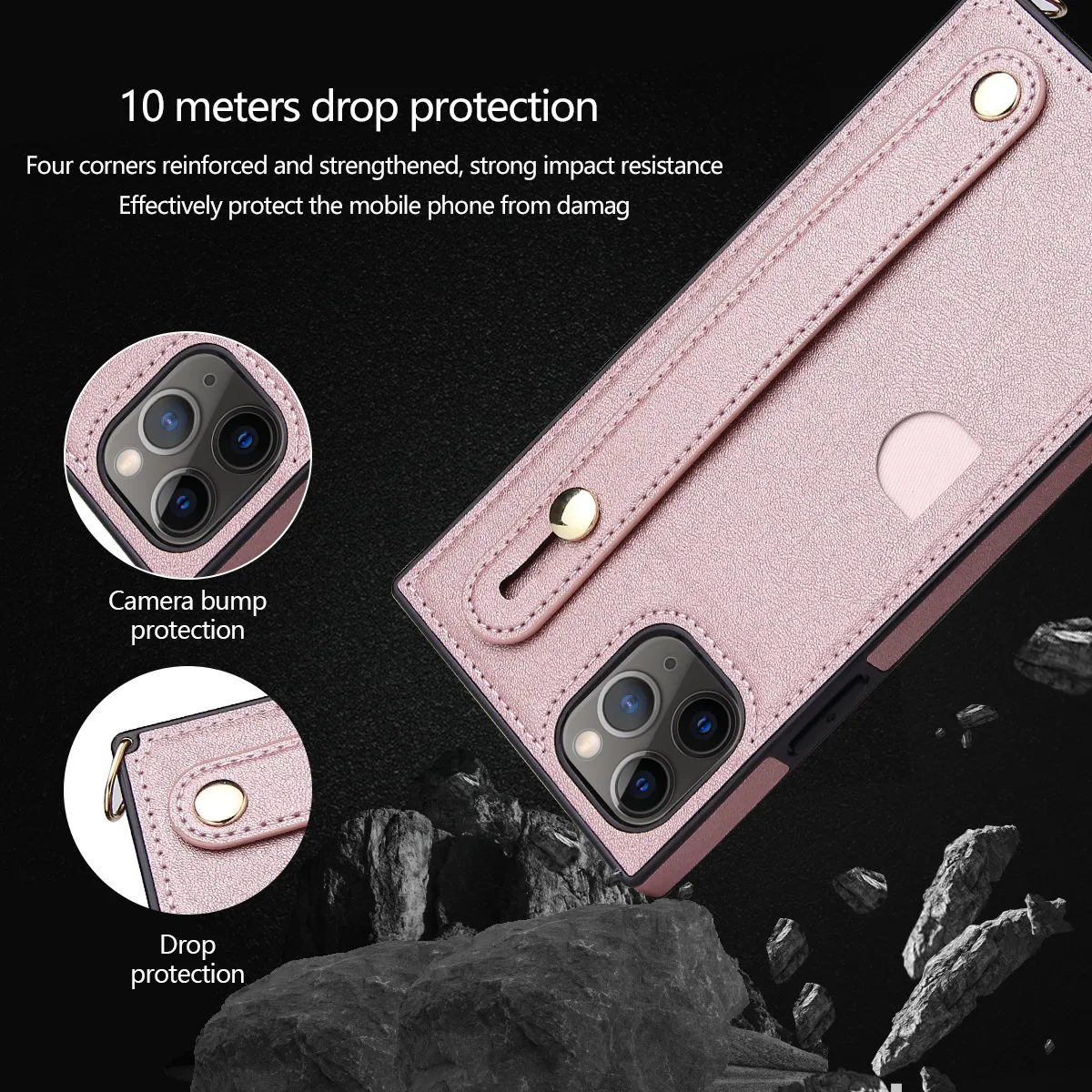 100 pe￧as corda de celular flip cacas de couro para iPhone 14 13 12 11 Caixa de bolsa Pro Max com Wirstband e slot de cart￣o