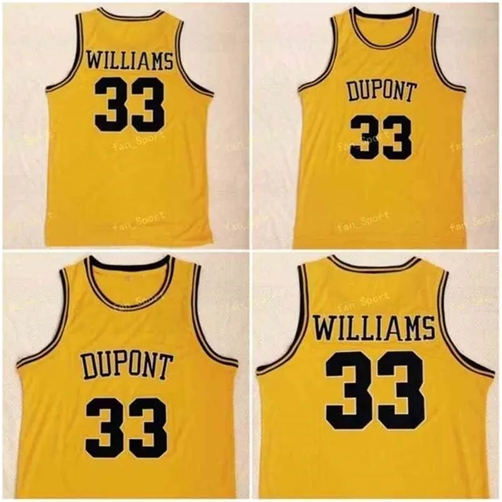 SJ Men Basketball Jason 33 Williams High School Dupont Jerseys Team Color Yellow Emlleckery и Sewing Herasting Отличное качество