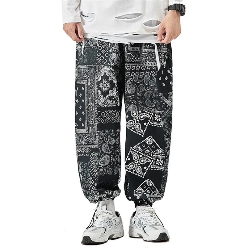 Men's Pants Oversize Bandana Print Causal Pant For Men Women Japan Style Wide Leg Straight Joggers Spring Streetwear Harajuku Hip Hop 220922