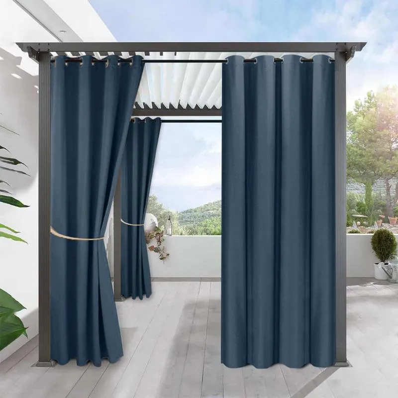 Perde 2 Panel Pergola Dış Mekan Dökümleri Karartma Veri Perdeleri Su Geçirmez Dış Dekor, Pasopar Gromme ile Pergola/Sundurma için