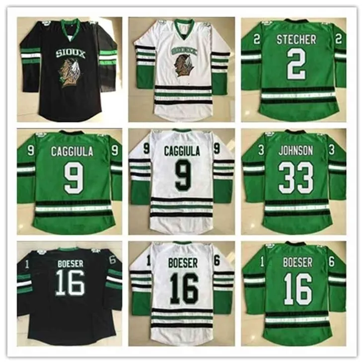 Wskt Hommes North Dakota Fighting Sioux College Jerseys Hockey 2 STECHER 9 CAGGIULA 16 Brock Boeser 33 Cam Johnson University Cheap