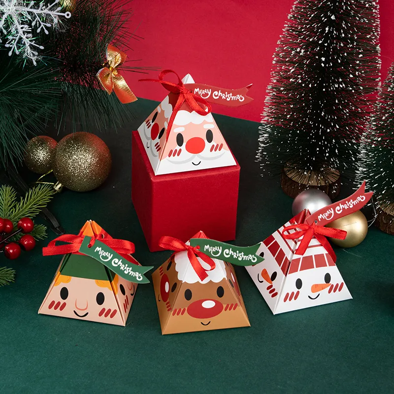 Feliz Natal Caixa de presente Santa Snowflake Crisp Crisp Candy Supplies
