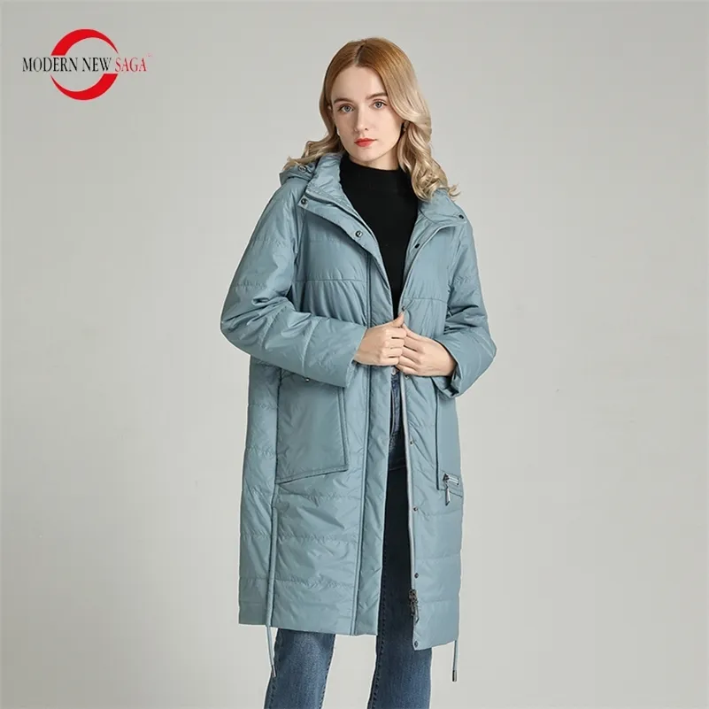 Femmes Plus La Taille Manteaux Manteaux SAGA MODERNE Automne Parka Printemps Coton Veste Rembourrée À Capuche Longue Coupe-Vent Fermeture Éclair 220922