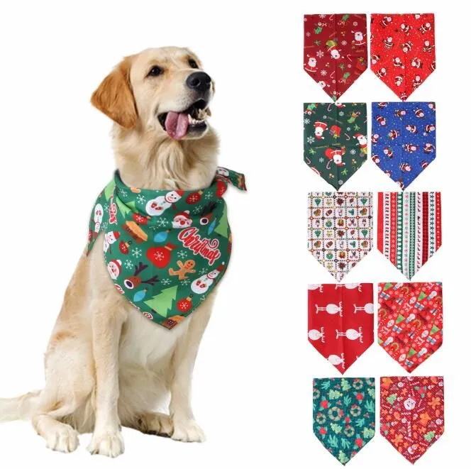 Vêtements pour chiens Bandanas Xmas Pet Scarf Triangle Bavoirs Foulard Joyeux Noël Flocon de neige Pet Bandana pour Petits Moyens Grands Chiens Chats Animaux RRE14373