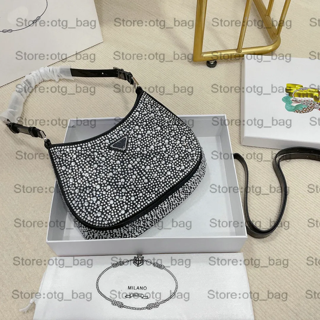 Borsa hobo di design a mezzaluna in cristallo di lusso: diamanti d'imitazione, tela, monospalla, ascellare - per donne chic