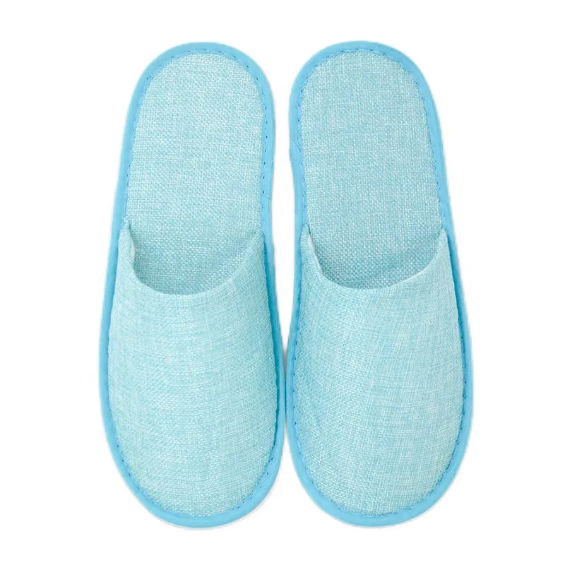 Disposable Slippers Comfortable Breathable SPA Anti-slip Hotel Home Travel Linen Slippers Hospitality Footwear Guest Shoes HY0460