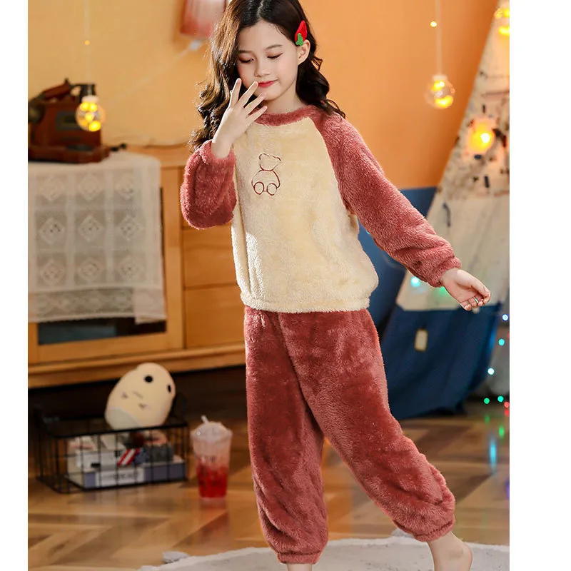 Winter Warm Flannel Pajama Sets For Teen Girls Top And Pant Pajama Sleepwear  For Toddler Boys And Girls 220922 From Deng08, $13.55