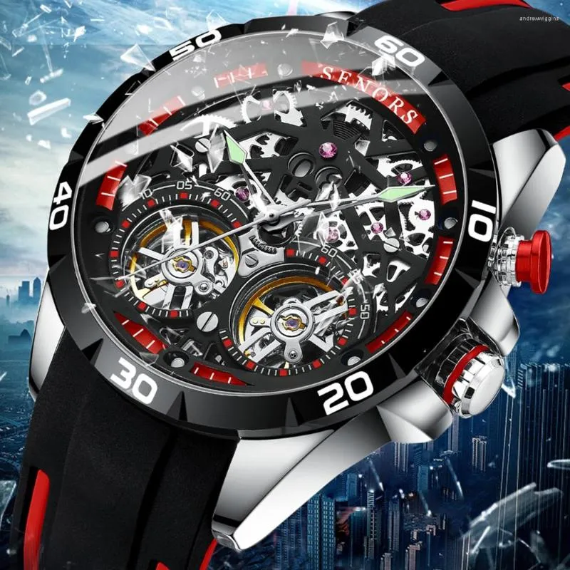 Wristwatches Luxury Wheels Hollow Mechanical Watch Men Steampunk Skeleton Automatic Watches Sport Military Self Winding Clock