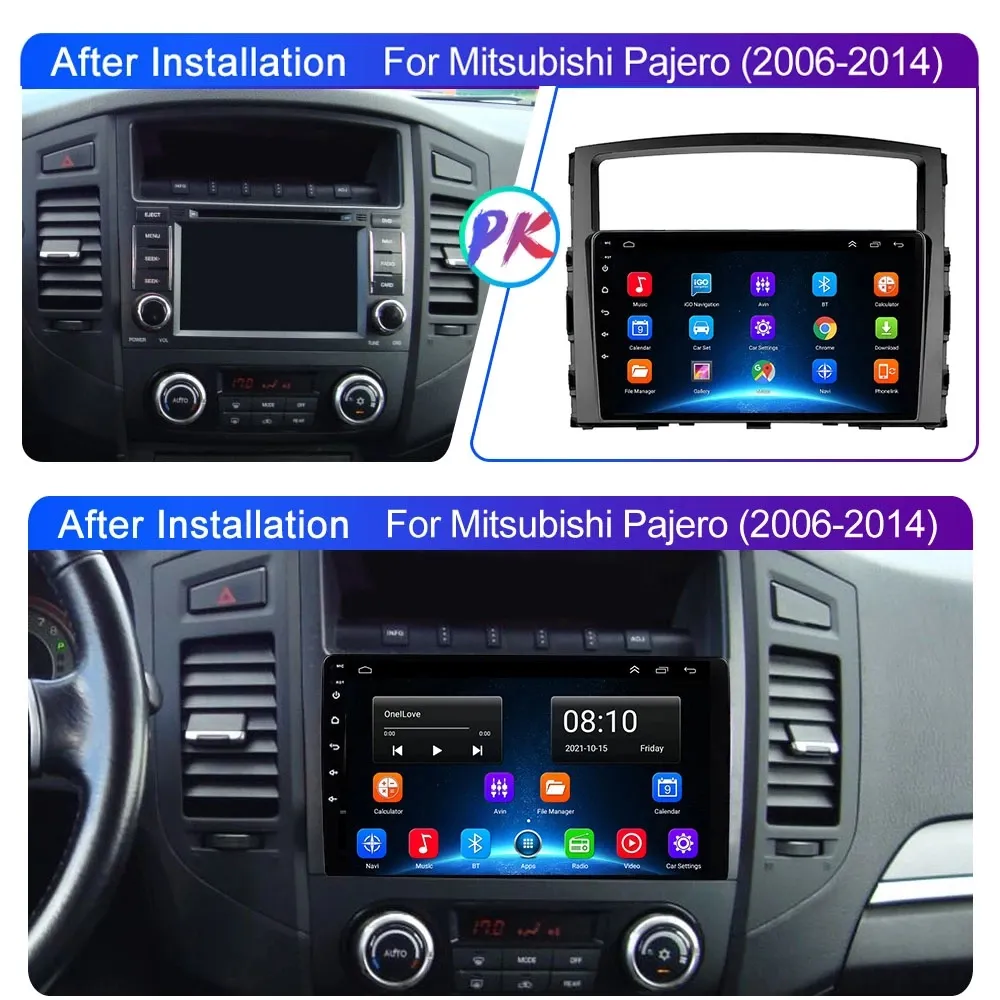 Android Bluetooth Car Video Player GPS Navigation System f￶r Mitsubishi Pajero 2006-2016 med WiFi Music FM Radio